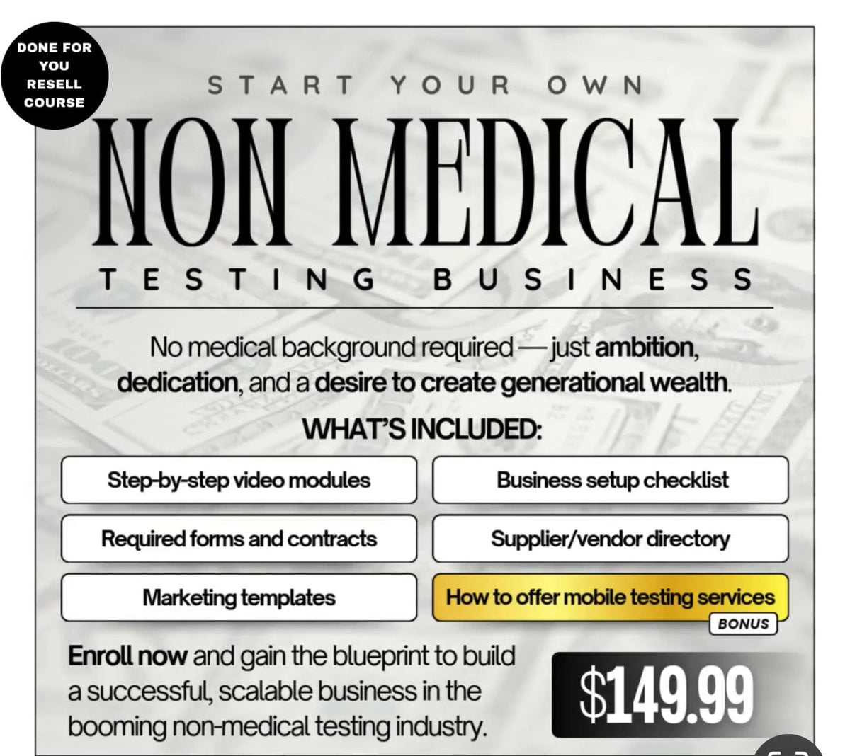 Done For You Start Your Own Non-Medical Testing Business