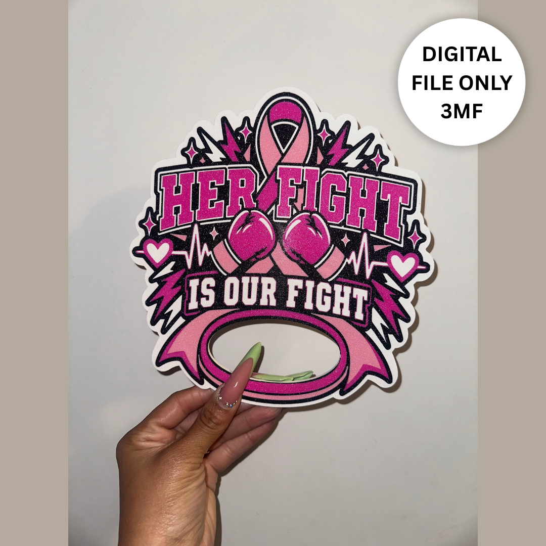 Breast Cancer 3D Hand Fan – Digital 3MF File Only