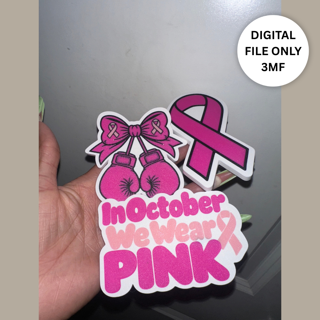 Breast Cancer Awareness Bogg Bag Charms Bundle – Digital 3MF File Only